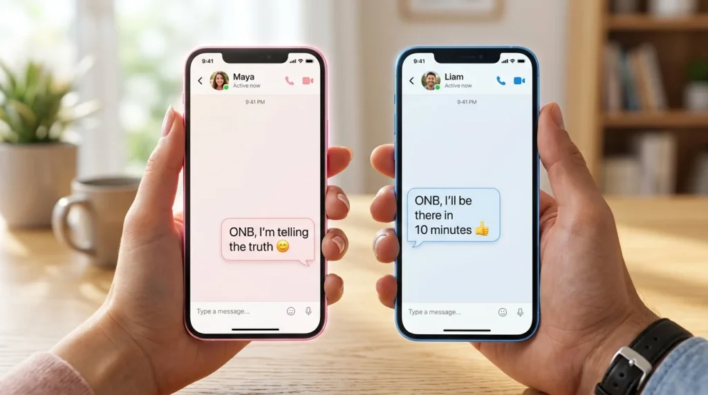 ONB Meaning in Text from Girl