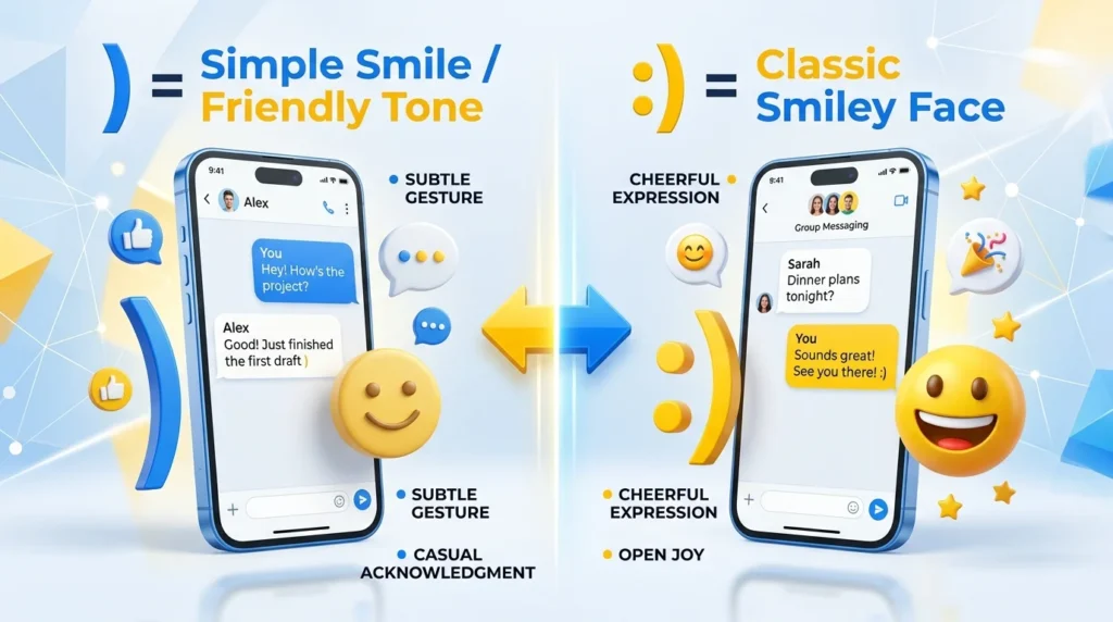 Difference Between ) and :)